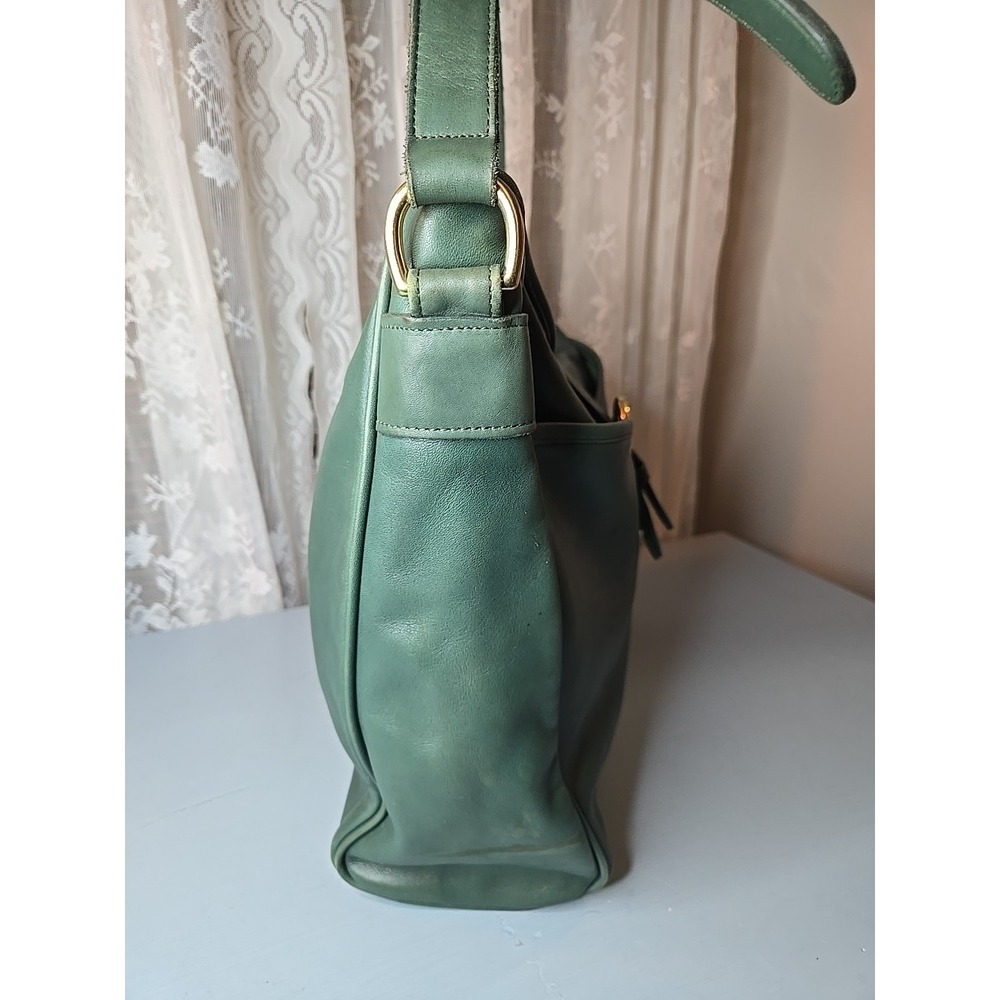 Vintage COACH Forest Green Leather, XL Studio Shoulder Tote Bag, 4081 90s USA - Picture 5 of 15